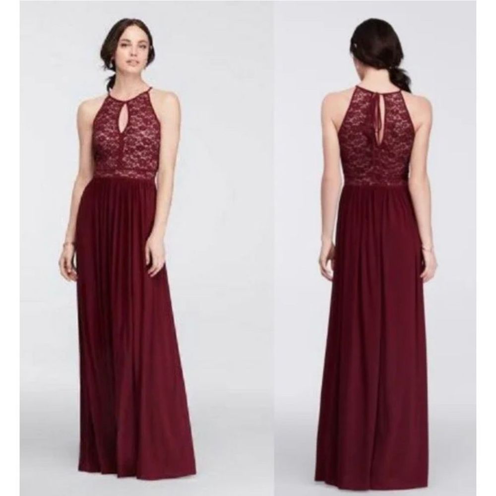 Night Way Collections Burgundy Lace Prom Dress